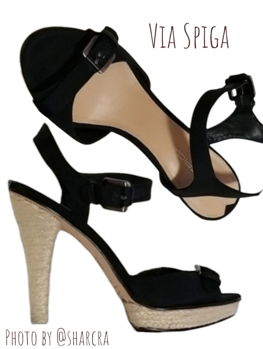 Via Spiga Black Leather Open Toe Rope Wrap Espadrille Platform Heels 8 Fall Boho